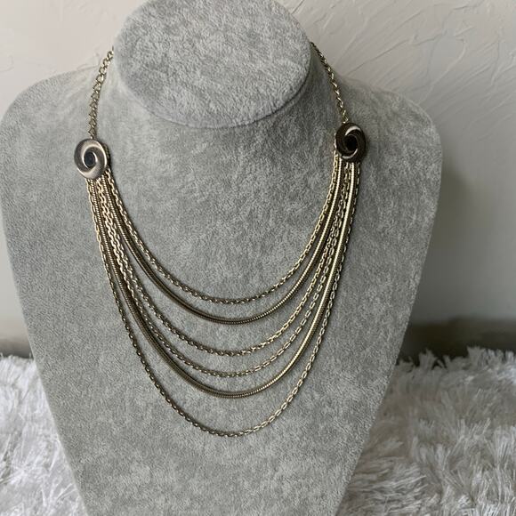 70s Vintage Gold Multistrand Necklace max 15.5" Length - Picture 1 of 4
